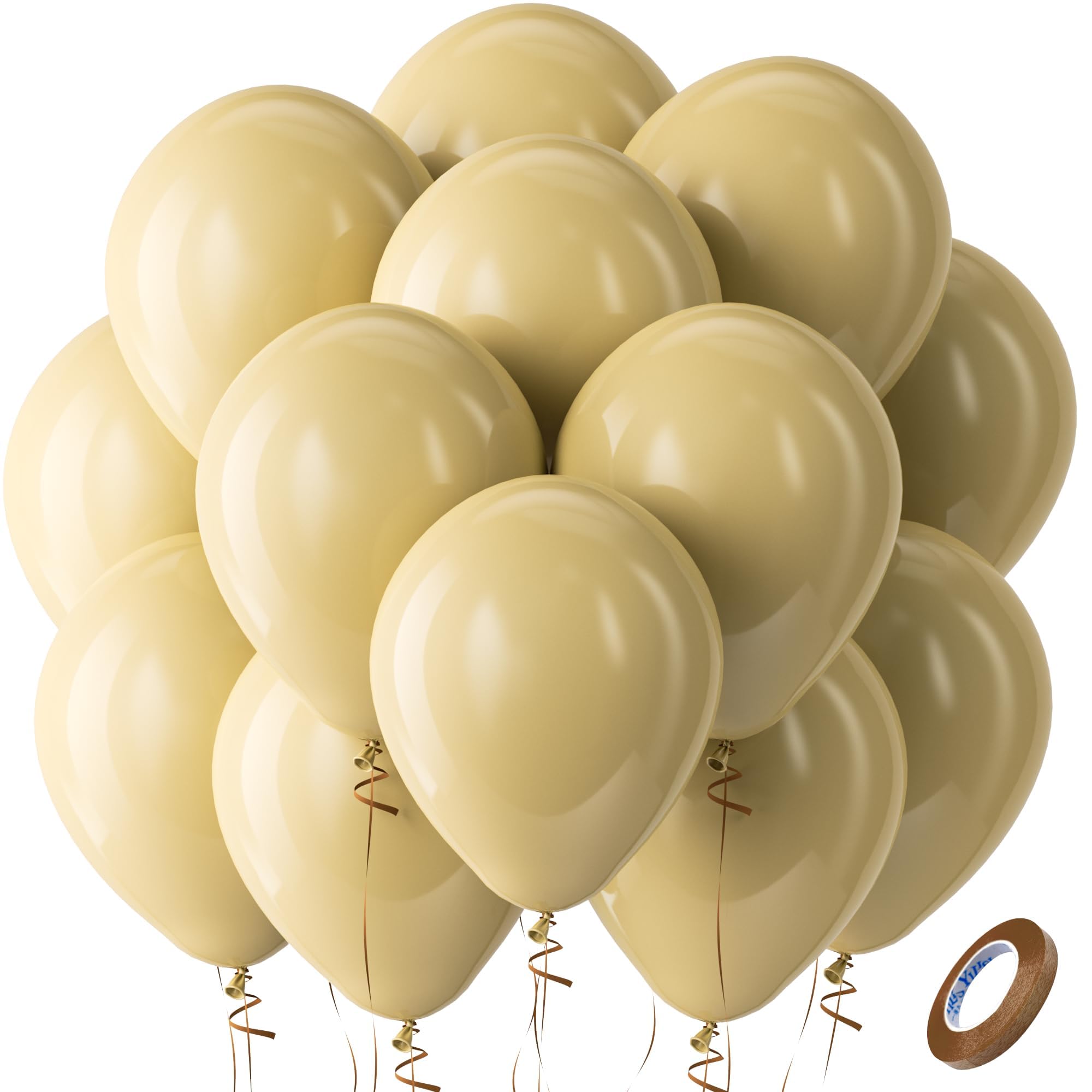 Bezente Tan Latex Party Balloons 100 Pack 12 Inch | Boho Neutral Coffee Balloons for Birthday Party Decorations - main product image