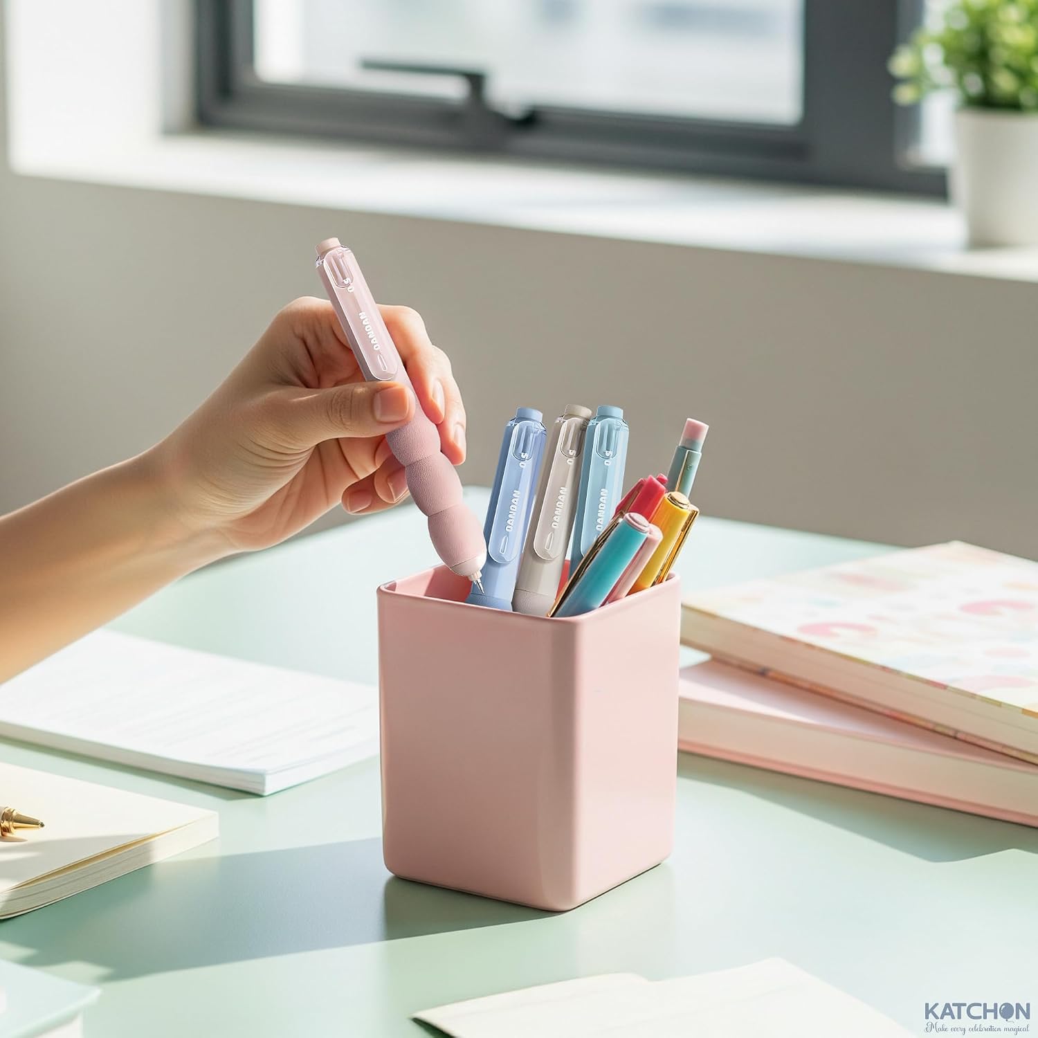 KatchOn Macaroon Egg Pens - Pack of 4 | 0.5mm Fine Tip Gel Pens with Soft Grip | Cute Pastel Pens for Students, Teachers, Journaling, Nurse Aesthetic Office School Supplies, Gifts for Women and Men