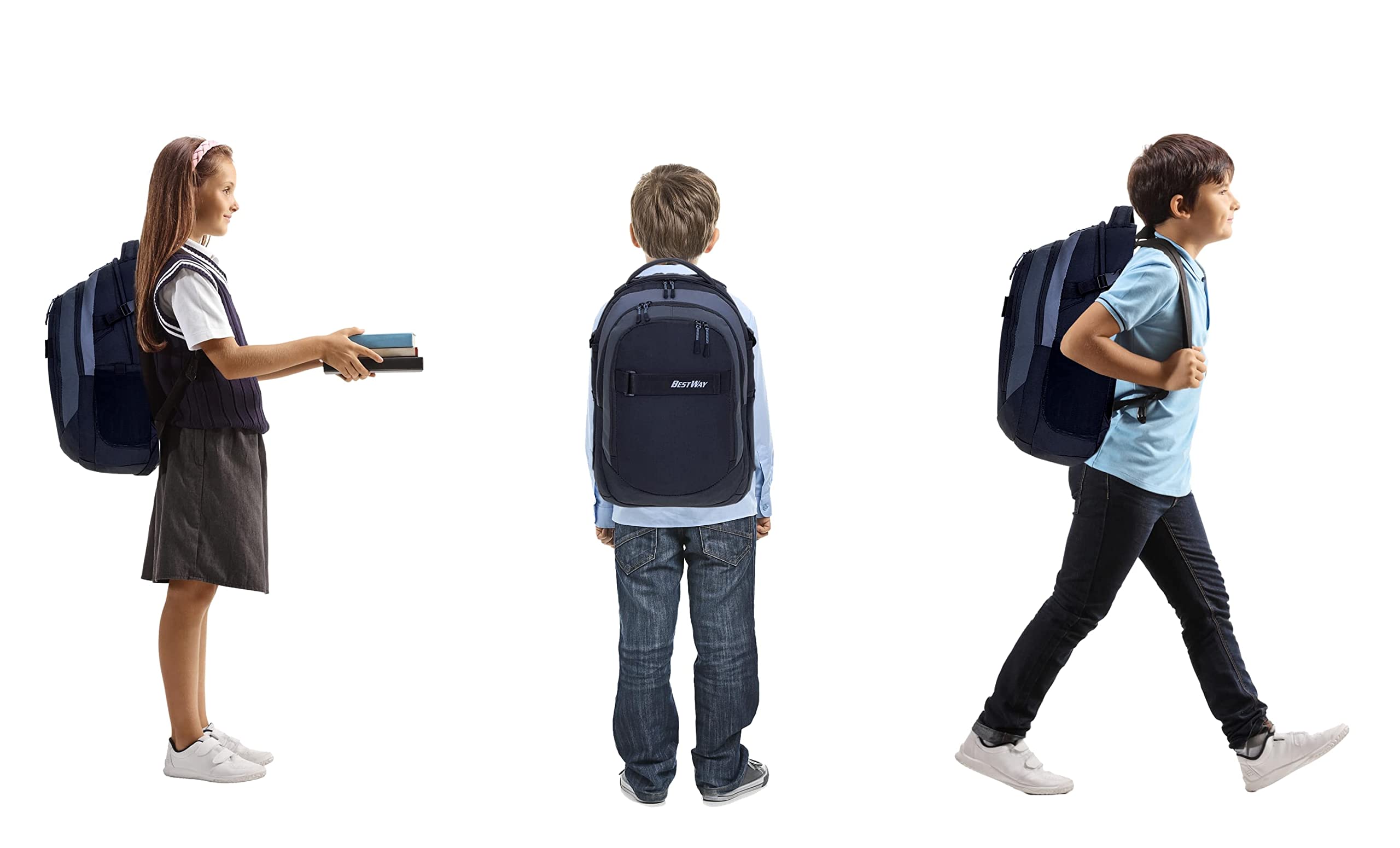 Bestway 2 Teile Set Schulrucksack Packer 40177 0159 Black Grey+ Flasche