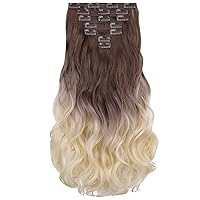 Vista 21 de Extensiones de cabello, con clip, cabello sintético, 22 pulgadas (55.88 cm), lacio, para mujeres y niñas, 18 pulgadas (45.72 cm), rizado, cobertura