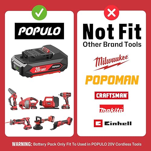 Miniatura 2 de populo Paquete de batería PPLBP de iones de litio de 20 V máximo, 2.0 Ah, solo herramientas de batería de litio inalámbricas de 20 V. (No apto para