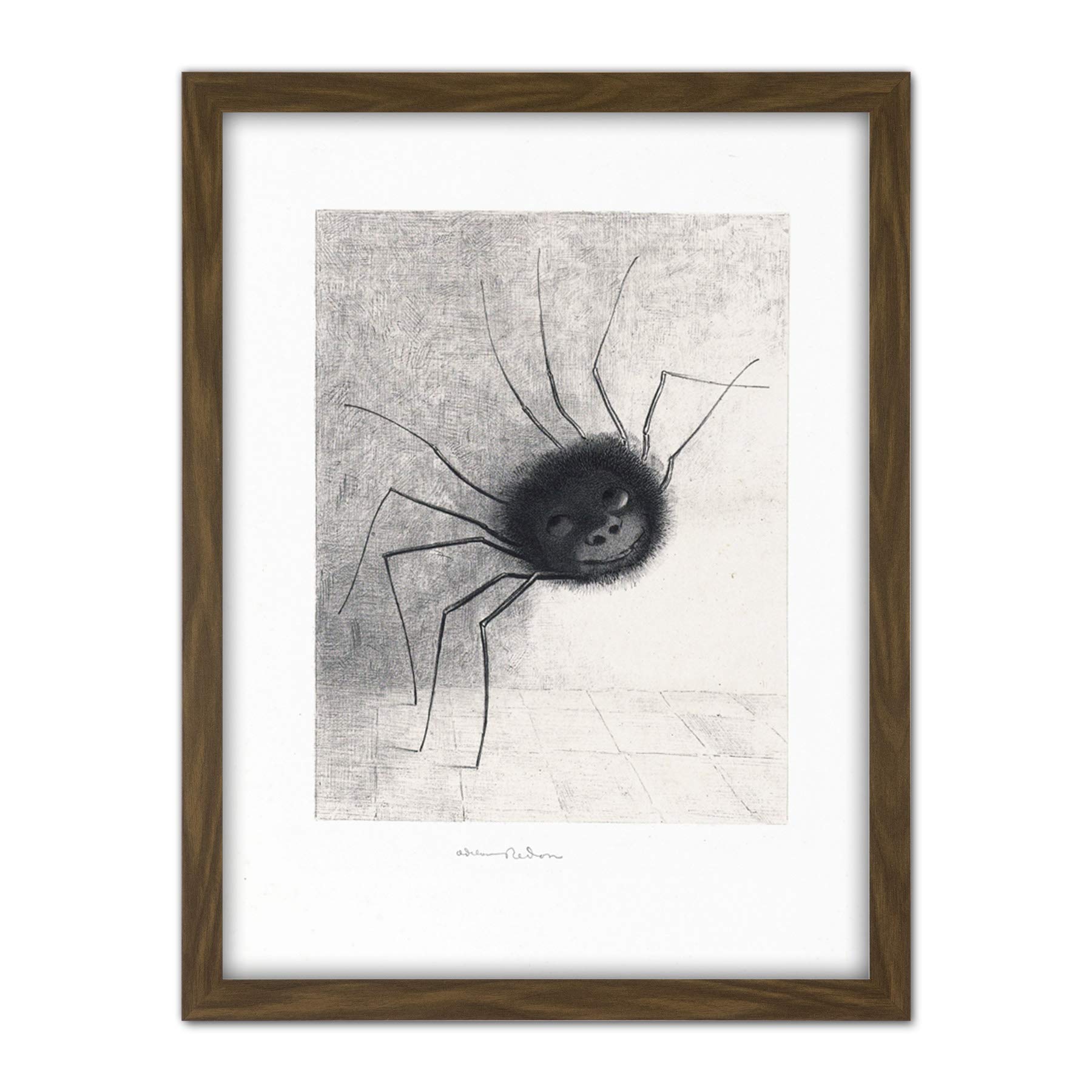 Artery8 Odilon Redon The Spider Face Features Drawing Artwork Framed Wall Art Print 18X24 Inch
