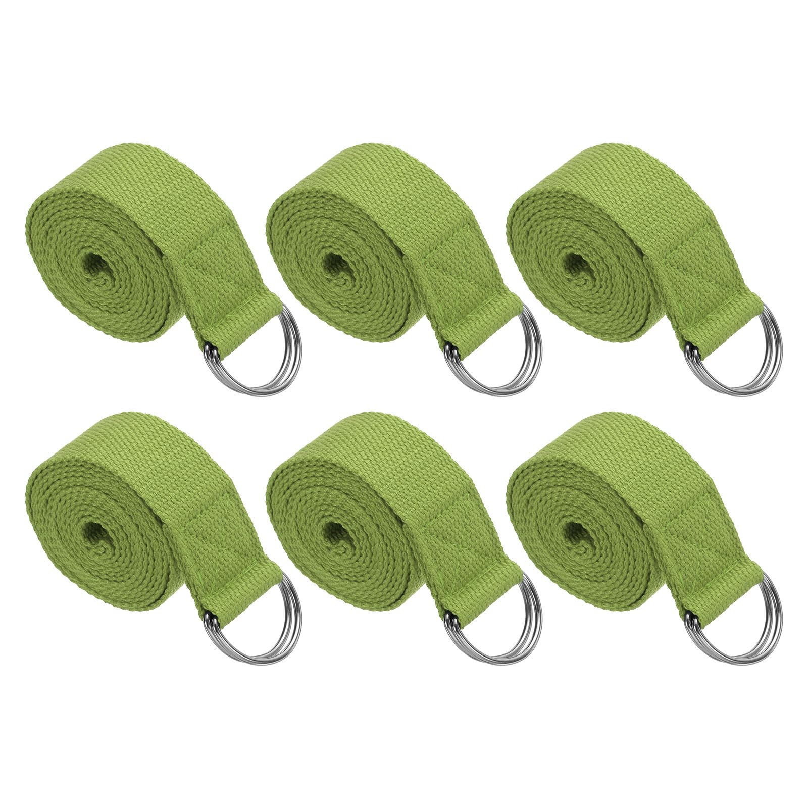 PATIKIL Yoga Strap for Stretching 8 Feet, 6Pcs Cotton Yoga Belt with Adjustable Metal D-Ring Buckle Stretch Bands for Fitness Pilates, Dark Green — image 1