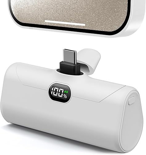 Cargador de teléfono portátil USB C para iPhone 17 Pro Max, mini banco de energía de 5000 mAh con pantalla digital y soporte duradero para teléfonos