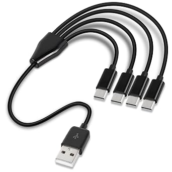 GELRHONR Short USB C Splitter Cable,4 in 1 USB 2.0 A Male to 4 USB C Male Charging Cord for Some USB Type-C Phone, Device - 0.5M Black