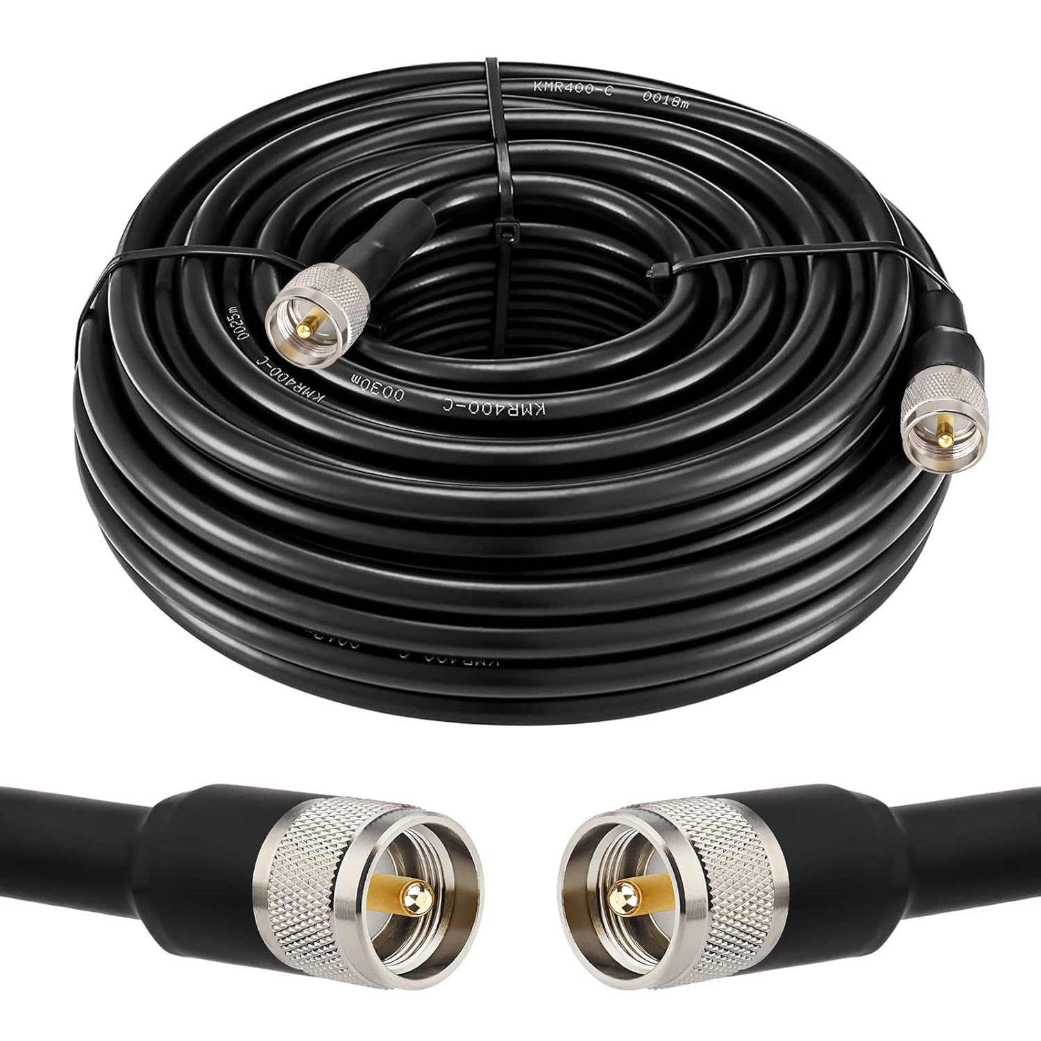 XRDS -RF CB Coax Cable 200FT, KMR 400 UHF Coaxial Cable PL-259 UHF Male Coax Cable Low Loss 50 ohm CB Cable for Ham Radio CB,Amateur,Ham Radio,Two-Way Radio,SWR Meter, Black