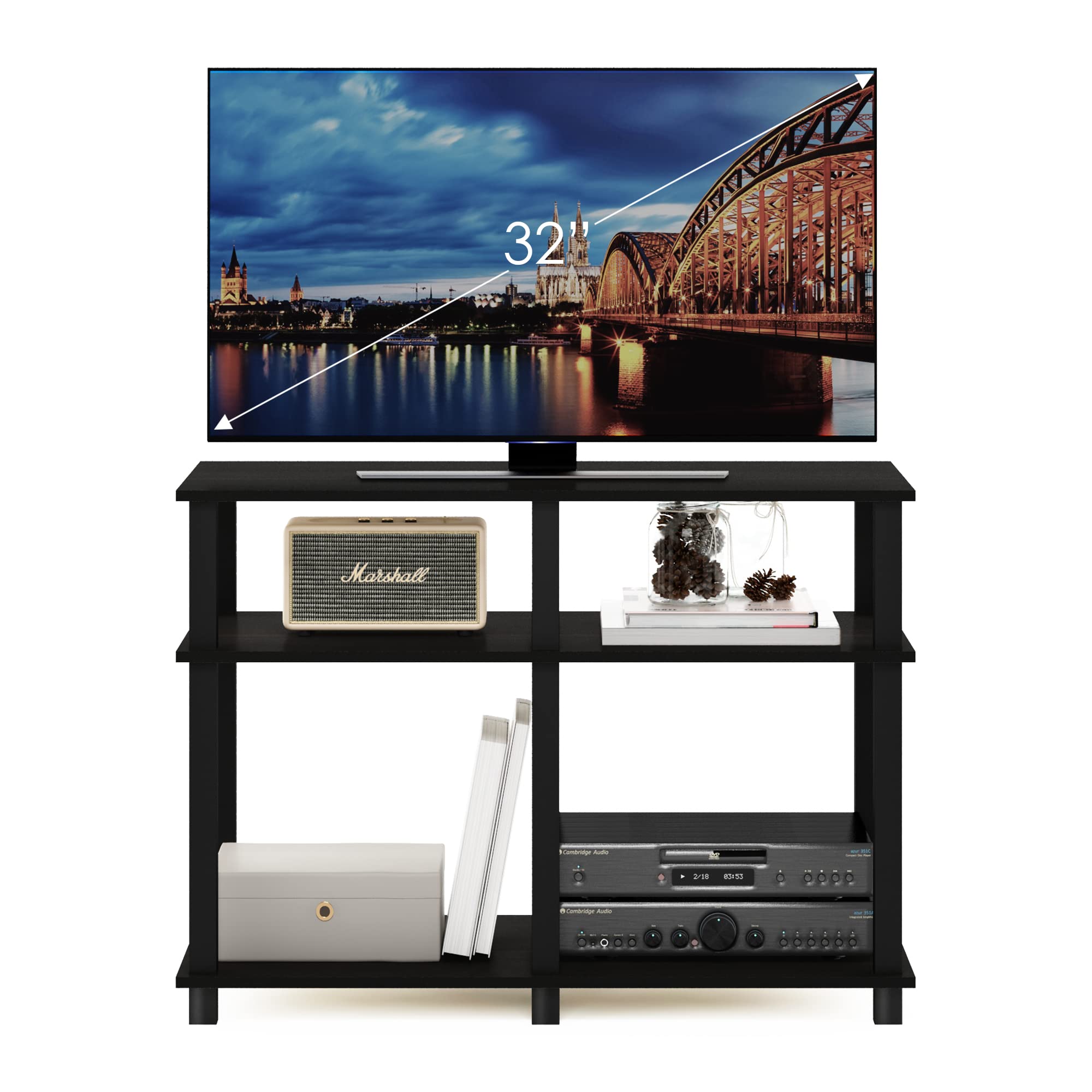 Furinno Romain Turn-N-Tube Supporto TV per TV fino a 40 pollici, Espresso/Nero