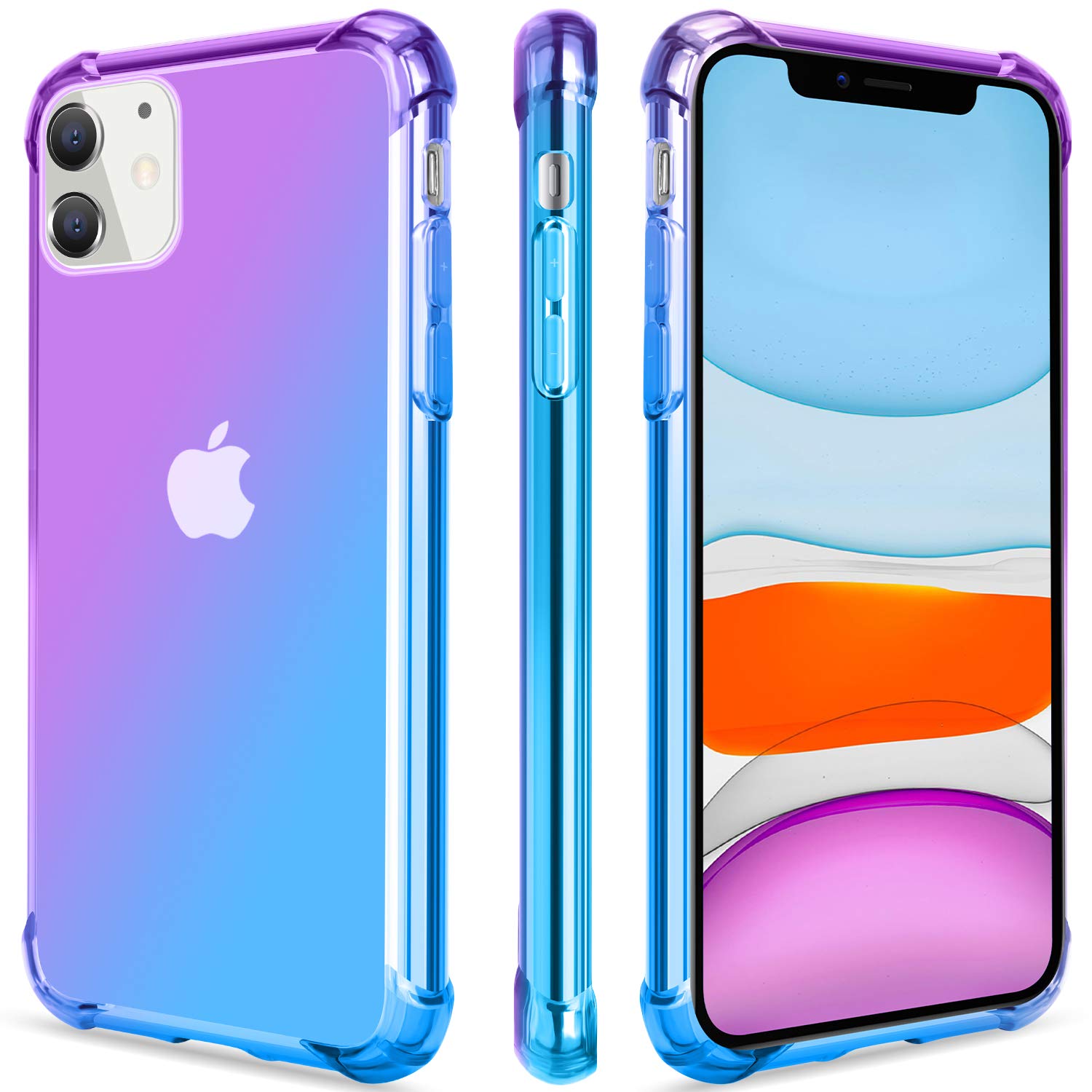 Salawat For Iphone 11 Case Clear Cute Gradient Iphone 11 Phone Case Slim Anti Scratch Flexible Tpu Cover Reinforced Corners Shockproof Protective Case For Iphone 11 6 1 Inch 19 Purple Rtpu61pr52 Buy