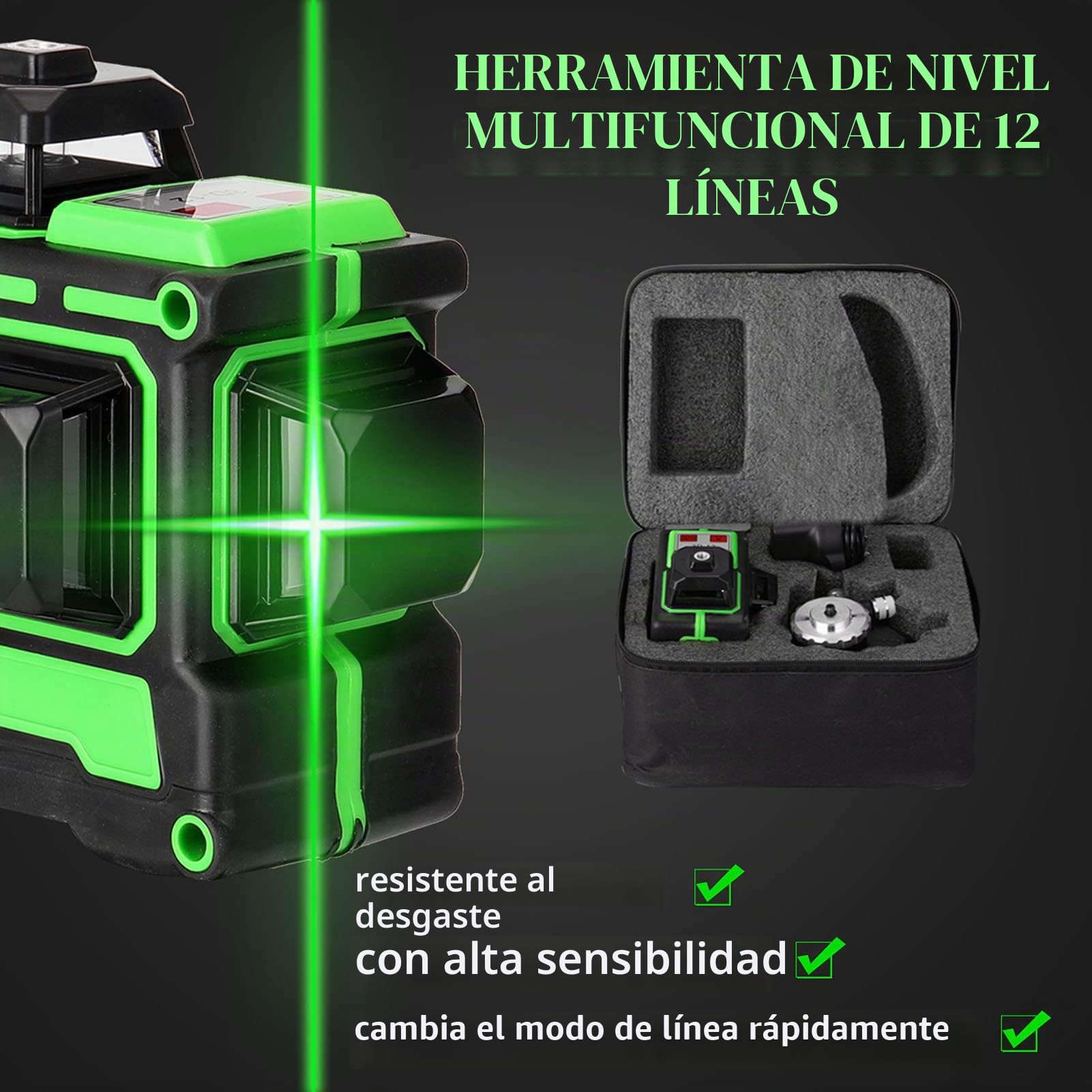 Herramienta de nivel láser multifuncional 3D de 12 líneas Líneas horizontales verticales con función de autonivelación