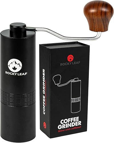 Molinillo de café manual, capacidad de 0.88 oz con molinillo de café de rebabas de acero inoxidable ajustable, manual de molienda más rápida a