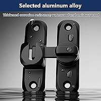 Vista 7 de Cerradura de puerta abatible de granero, color negro, resistente 90/180, pestillo de puerta abatible para puerta izquierda y derecha, para armarios