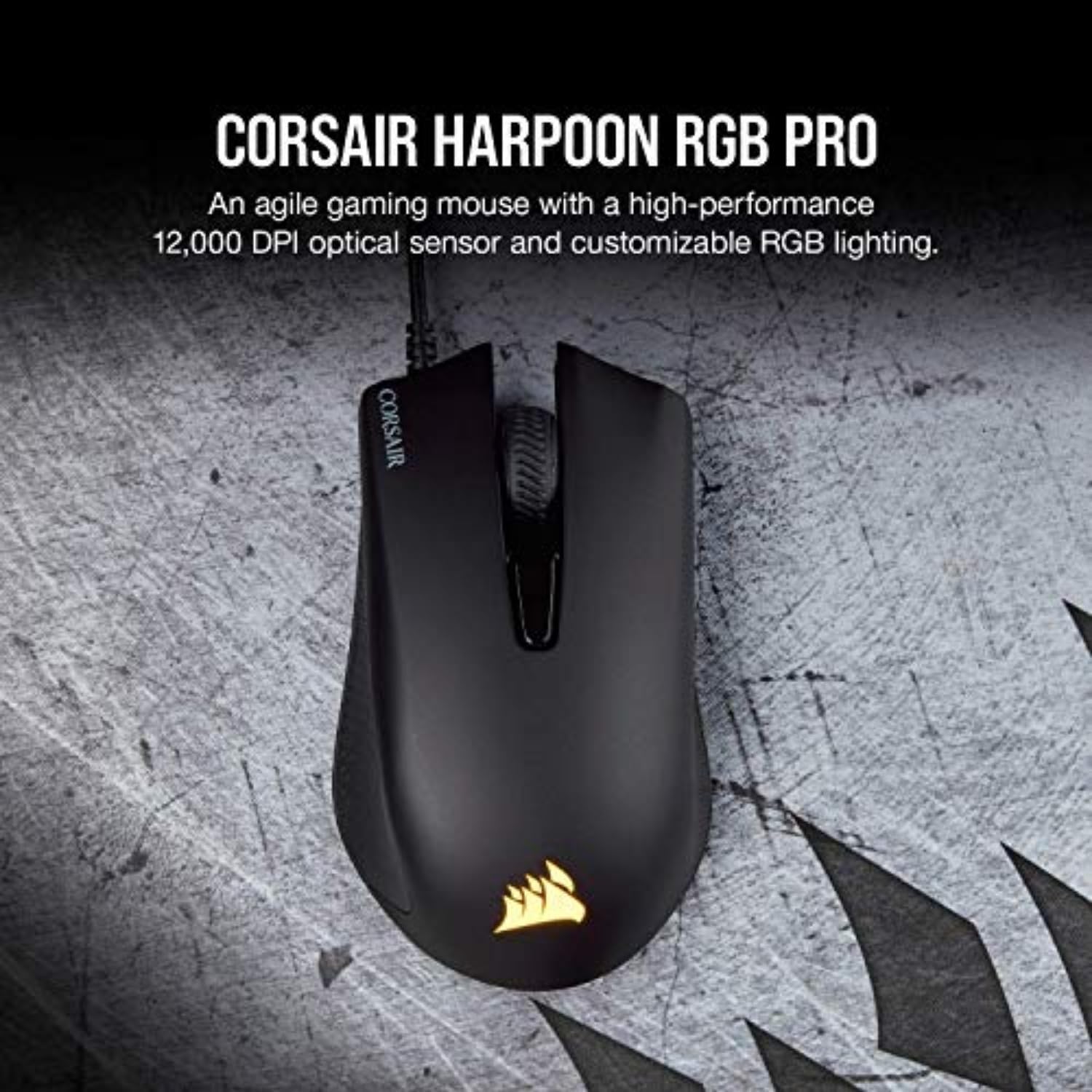 CORSAIR Harpoon PRO RGB Wired Lightweight FPS/MOBA Gaming Mouse – 12,000 DPI – 6 Programmable Buttons – iCUE Compatible – PC, Mac, PS5, PS4, Xbox – Black - Image 2