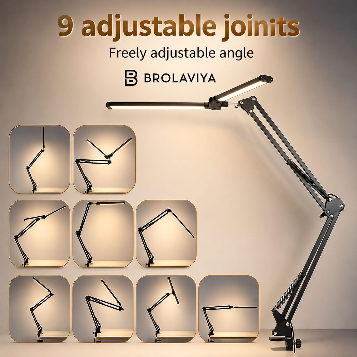 BROLAVIYA Architect Desk Lamp - 3 Color Modes & Dimmable -3 BROLAVIYA Architect Desk Lamp - 3 Color Modes & Dimmable -3
