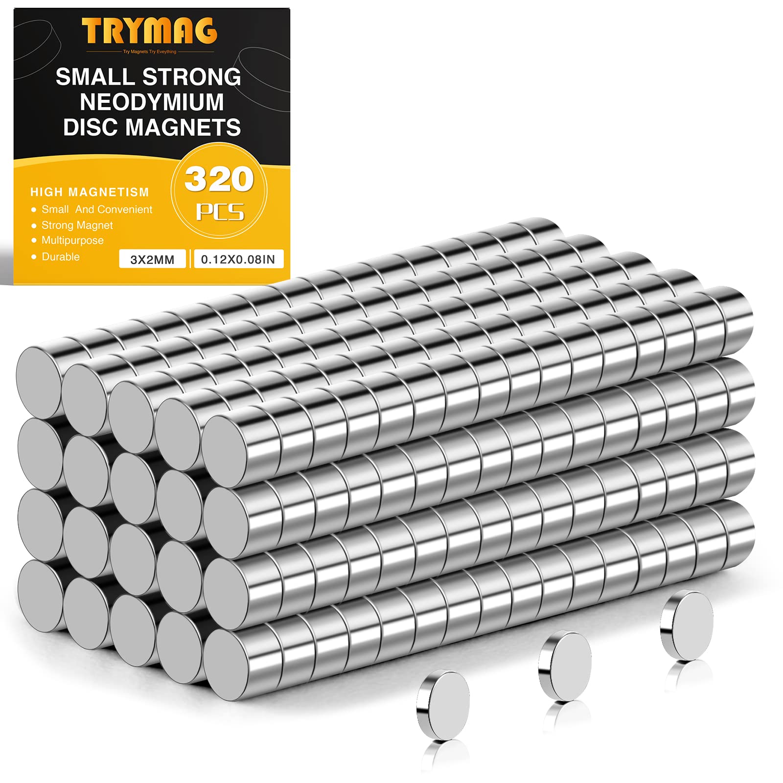 TRYMAG 320Pcs Tiny Magnets Mini Magnets Small Round Magnet for Crafts, Small Refrigerator Magnet for DIY, Whiteboard and Fridge - Come with a Storage Case