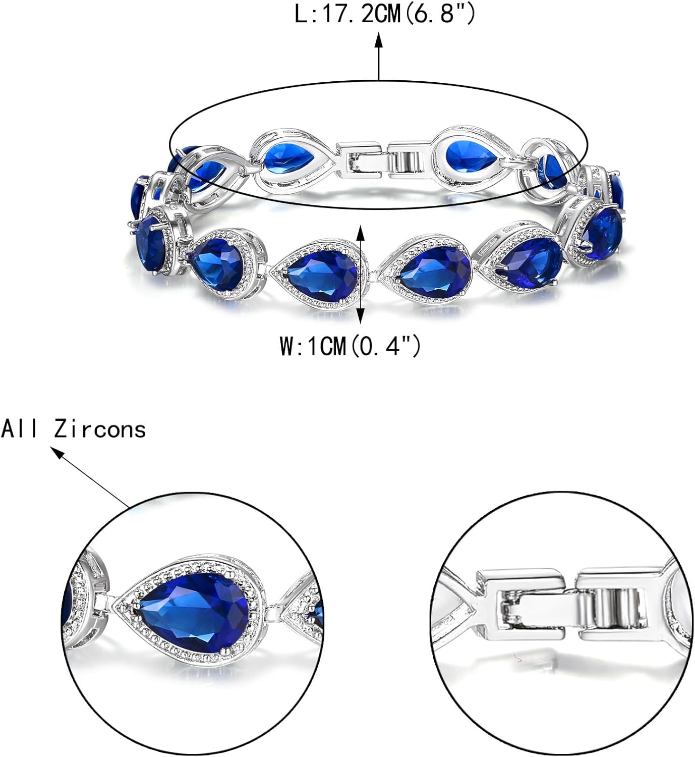 EVER FAITH Gorgeous Cubic Zirconia Wedding Tennis Bracelet Birthstone Teardrop Bracelet for Women Prom Bridal Jewelry - Image 5