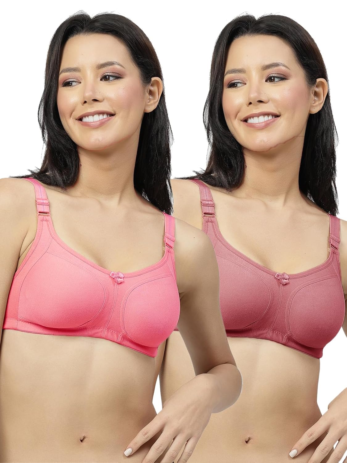 Black, Coral Seamless Non Padded Double Layer Moulded Cups Bra Black, Coral Seamless Non Padded Double Layer Moulded Cups Bra