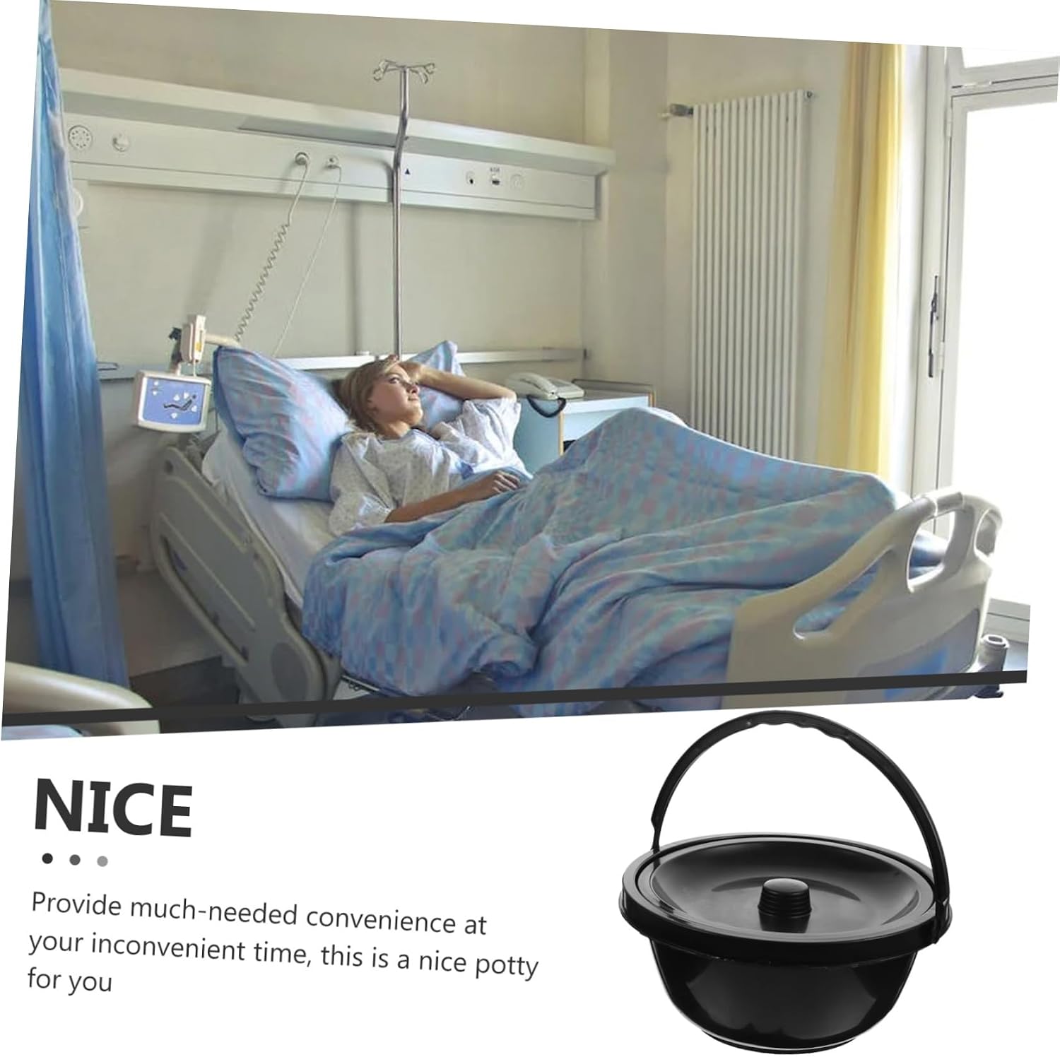 Portable Wheelchair Commode for Seniors Pull-Out Potty Smooth Inner Surface Easy to Clean for Bedside Use and Bedridden Patients