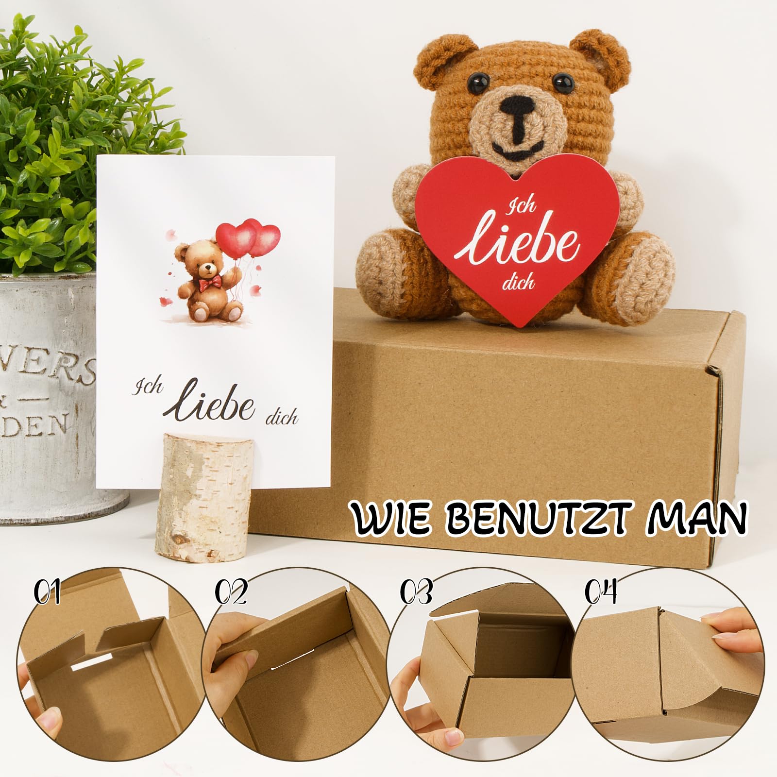 Yizemay Pocket Hug Mini-Teddybär – Positiv-Botschaft, In Blechdose, Geschenk Für Freunde, Kollegen, Freundin – Süßer Mini-Plüsch