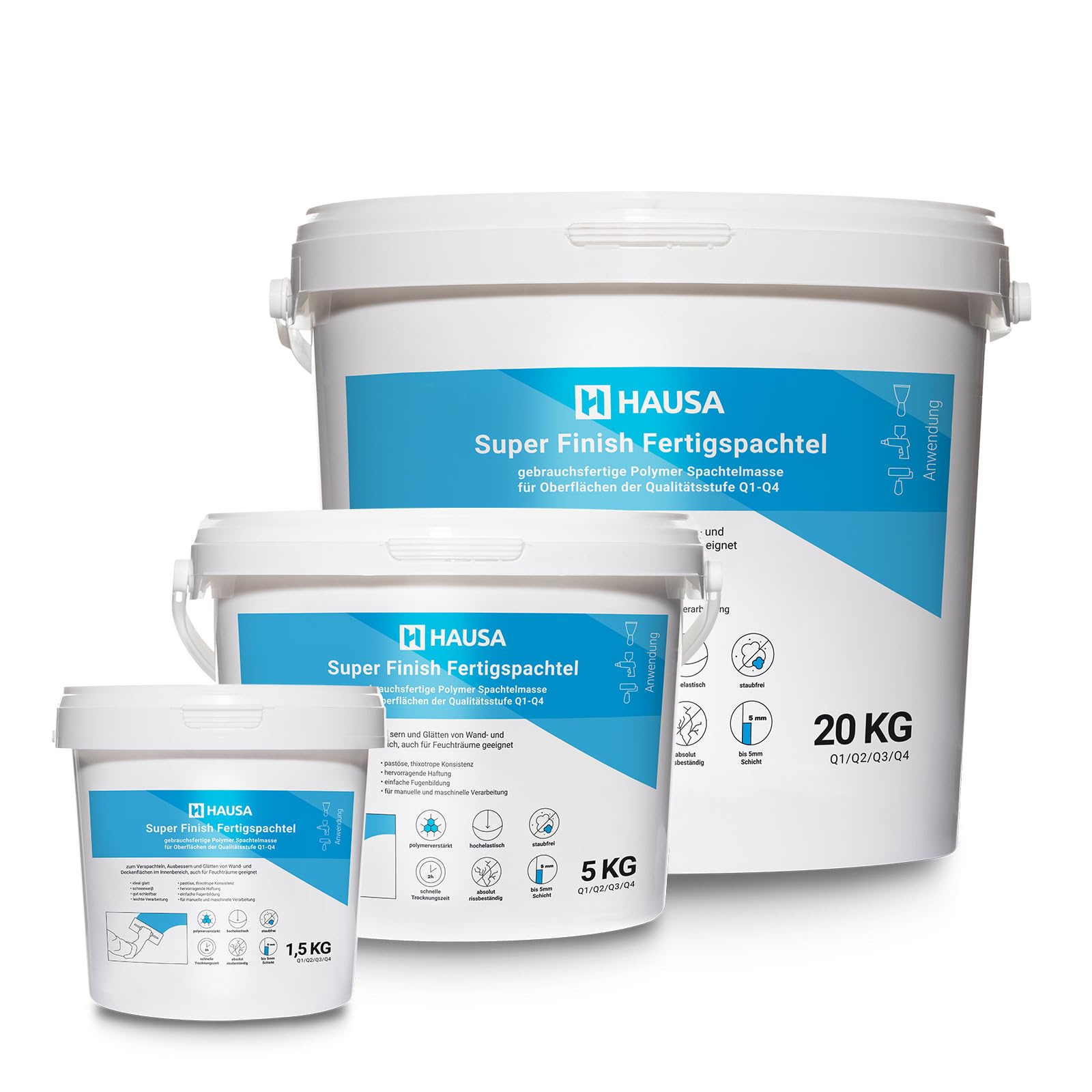 HAUSA Super Finish Enduit prêt à l'emploi pour intérieur - Enduit fin pour cloisons sèches - Blanc 20 kg