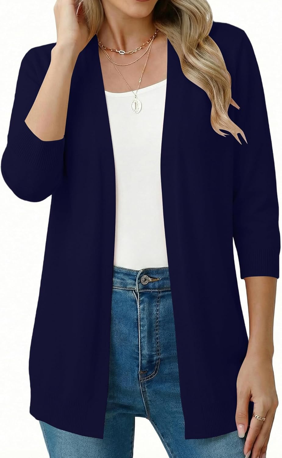 CRAZY GRID Women's Casual Cardigans with Pockets Lightweight Open Front Cardigan Sweaters Dressy Knit Outfits Plain Color