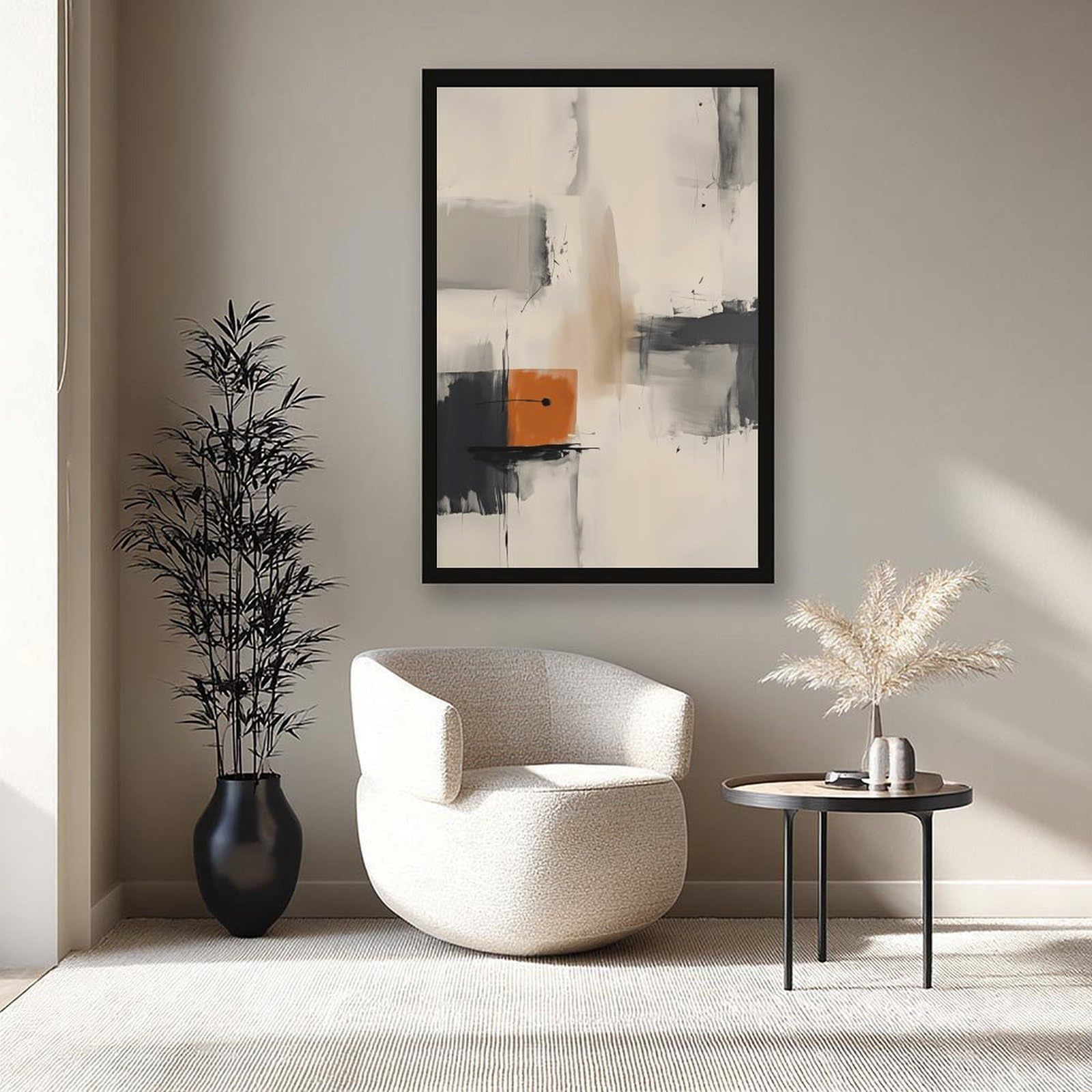 ELKPDOE Warmes neutrales Poster mit sanftem orangefarbenem Akzent, abstraktes und minimalistisches Poster, 7 Leinwandposter, Schlafzimmer-Dekor, Sportlandschaft, Büro, Raumdekoration, Geschenk