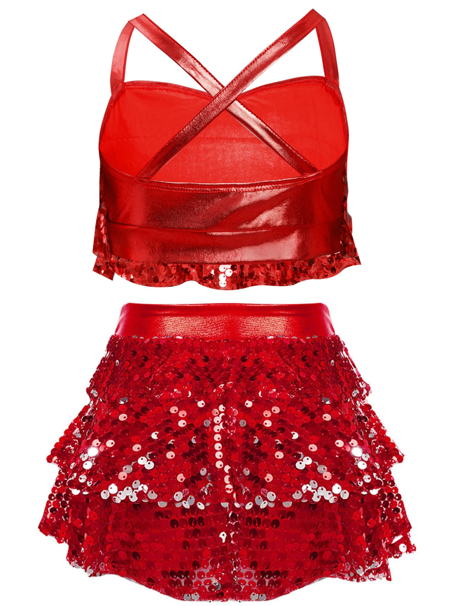 Freebily Justaucorps Gymnastique Ballet Enfant Fille Ensemble Tenue Danse Jazz Disco Haut et Jupe Short Danse Moderne Performance