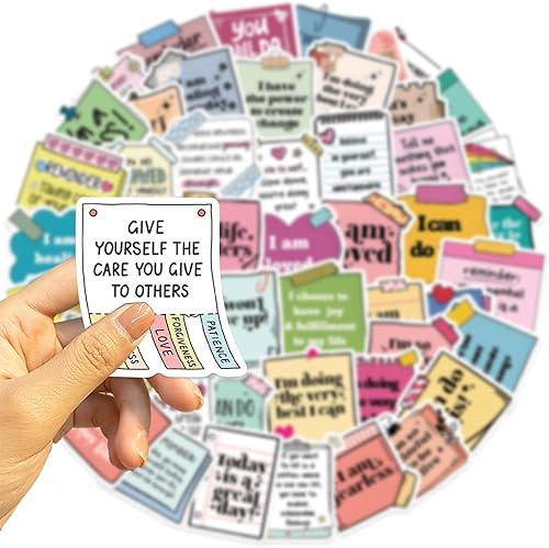 Miniatura 3 de Calcomanías motivacionales de autoafirmación, 50 unidades, para niños, estudiantes, adultos, con cita inspiradora para botella de agua, calcomanías