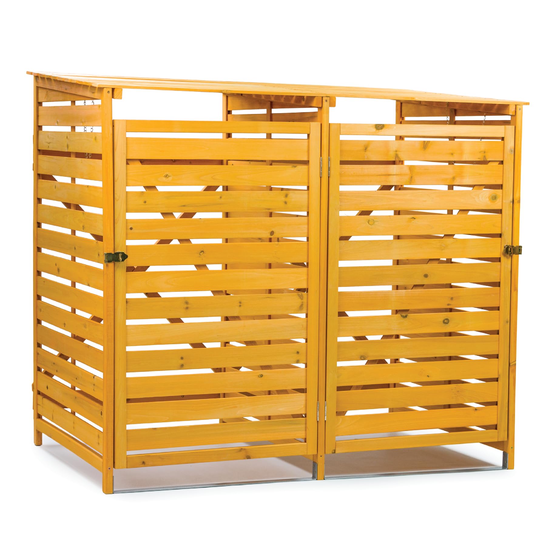 KCT Double Wheelie Bin Store - 2 x 240L Wooden Outdoor Storage Shed Recycling Rubbish Bins Hideaway