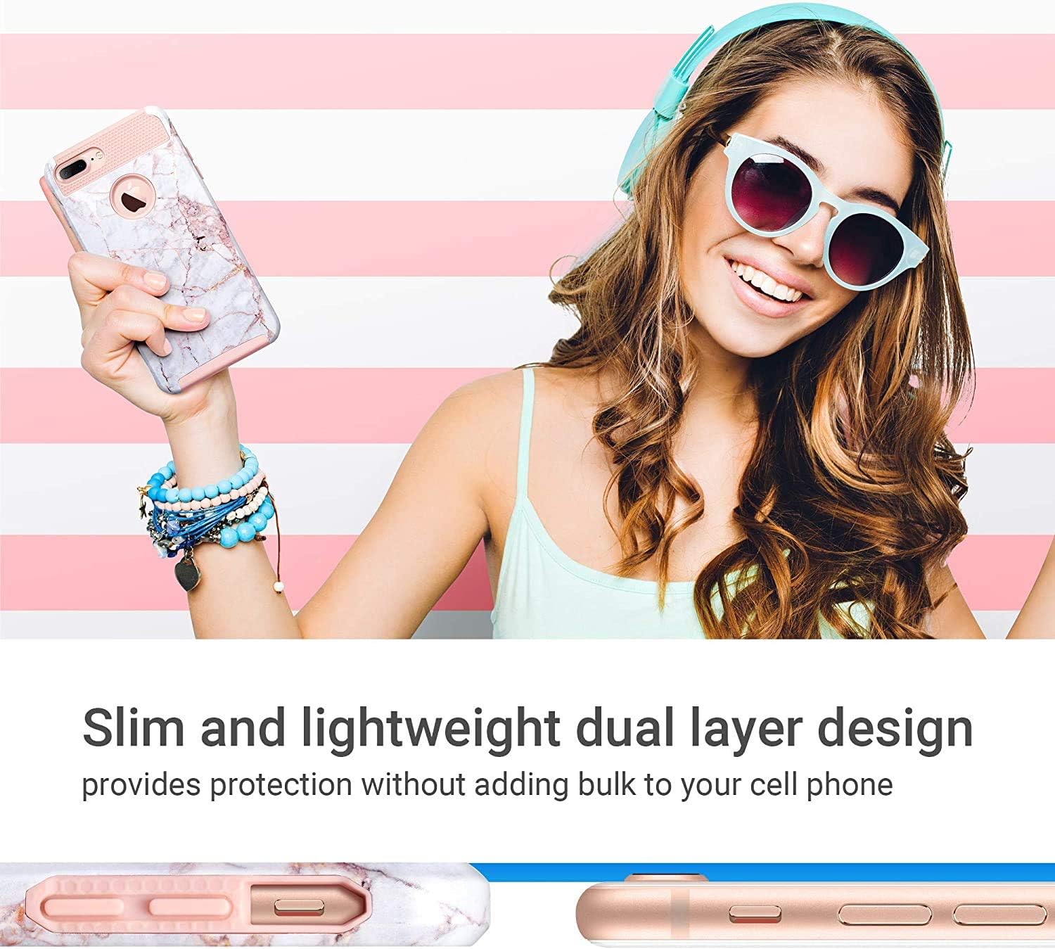 ULAK iPhone 7 Plus Case, Slim Dual Layer Protection Scratch Resistant Hard Back Cover Shock Absorbent TPU Bumper Case for Apple iPhone 7 Plus 5.5 inch, Marble
