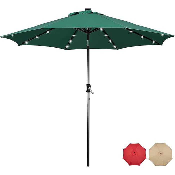 Buy Yaheetech 9FT Patio Umbrella with Solar Lights UV Protection