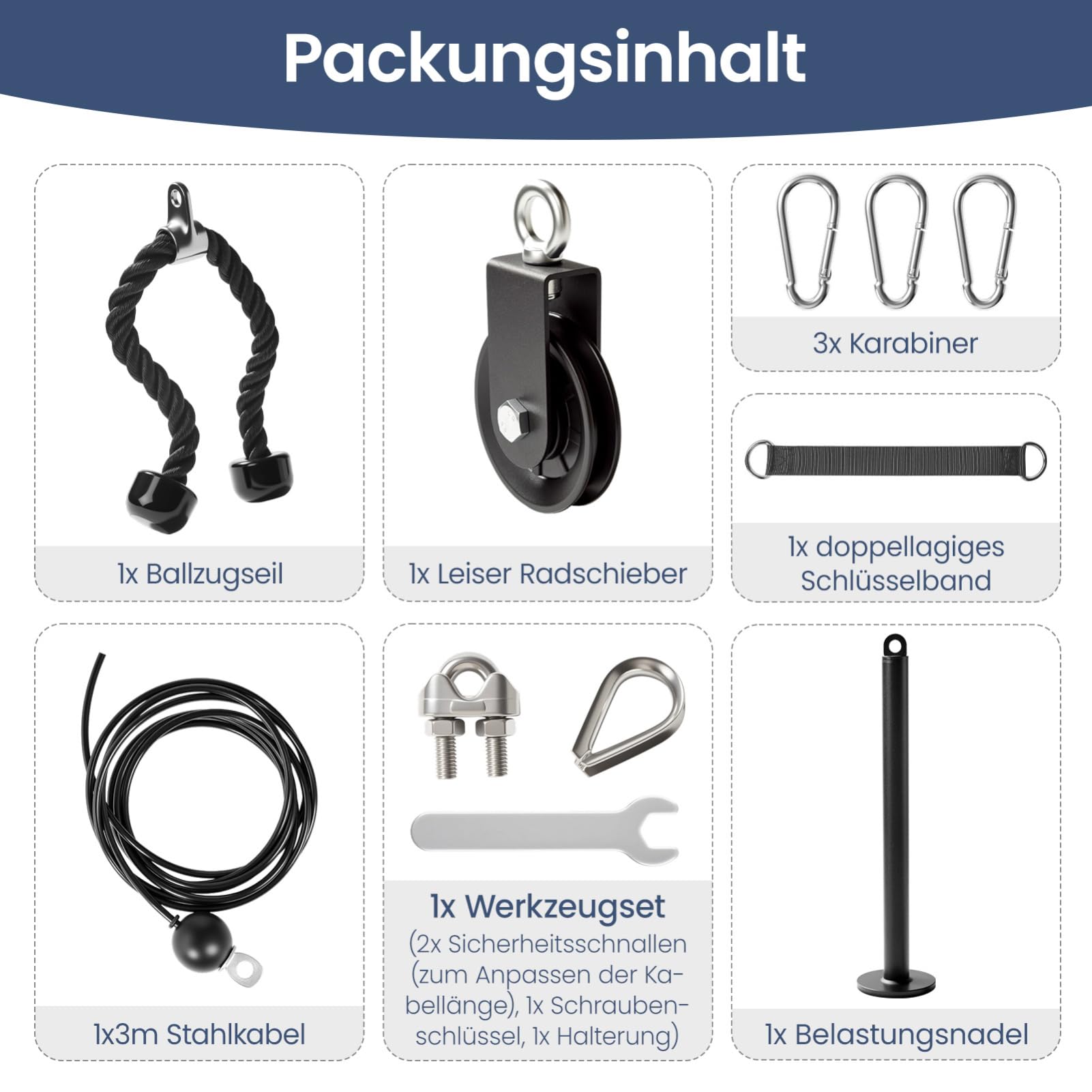 Trintion Fitness Latzug Gym Kabelzug Unterarmtrainer Pull Down und Lift Pulley Machine Attachment für Ganzkörpertraining Krafttrainingsgerät für Arme Rücken Schultern