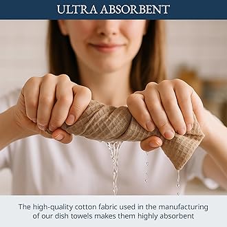 LANE LINEN Kitchen Towels Set - Pack of 6 Cotton Dish Towels for Drying Dishes, 18”x 28”, Kitchen Hand Towels, Tea Towels, Premium Dish Towels for Kitchen, Quick Drying Kitchen Towel Set - Beige