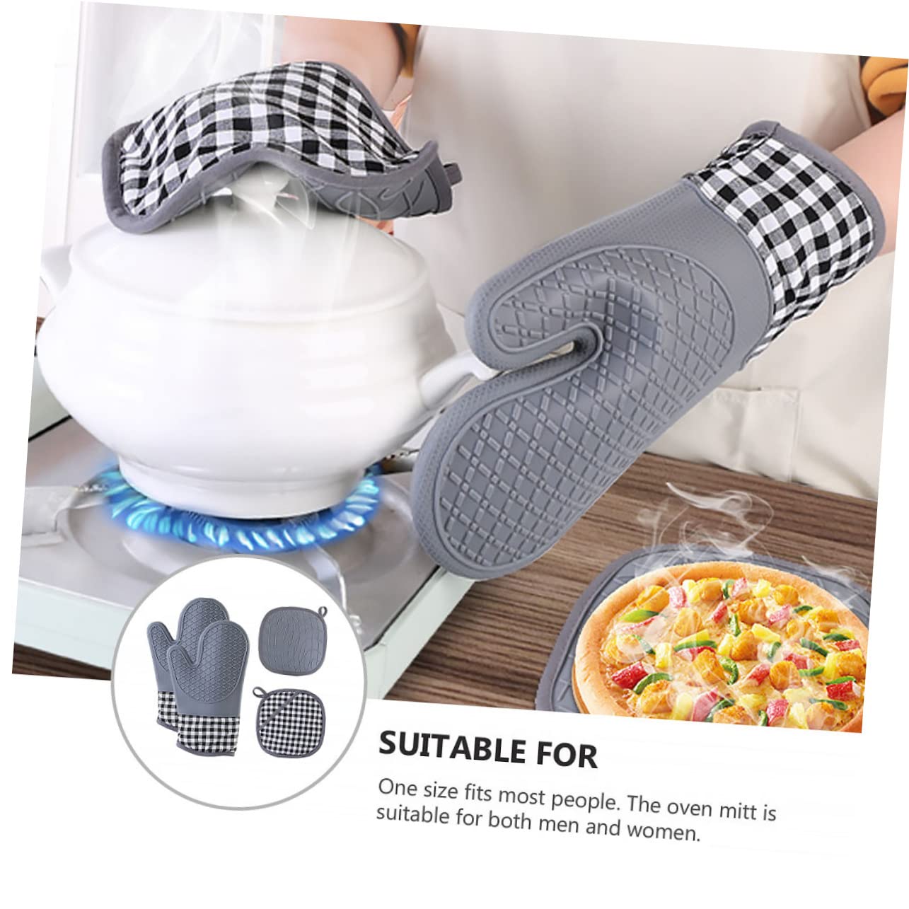 Manique de Four Isolée en Silicone, Lot de 1 Set de Set, Épaisse