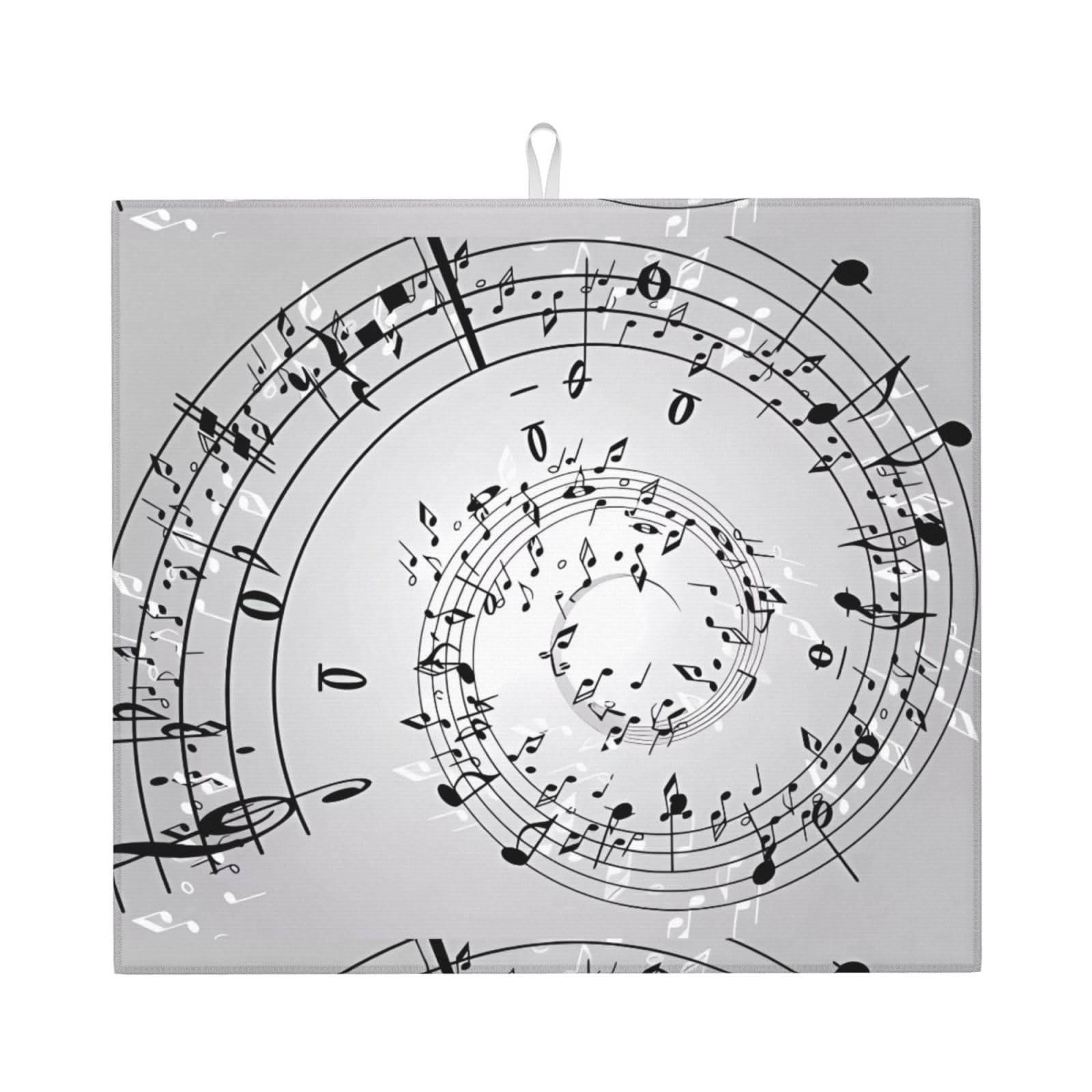 WHJSHOP Music Note Wall Prints Kitchen Drying Mat - Absorbent Dish Drying Throw with Vibrant Prints, Quick-Dry Countertop Layer for Dishes & Glassware - Non-Slip