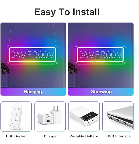 Miniatura 71 de Game Zone - Letreros de neón para decoración de habitación de jugadores, letrero de neón para decoración de pared, dormitorio, sala de juegos, Azul