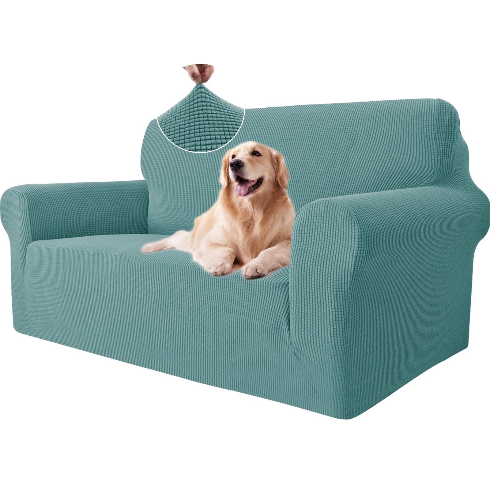 Ystyle Elasticas Funda Sofa 2 Plazas, Fundas de Sofa Ajustables con Reposabrazos, Gruesa Funda Sofá Anti Gatos Perros y Mascotas, Moderna Cubre Sofa Antimanchas Lavable, Azul Claro