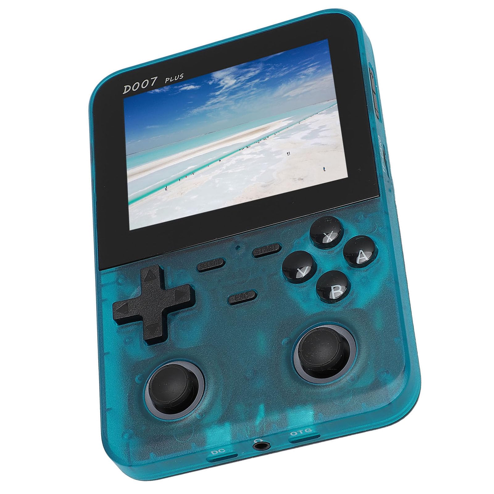Przenośna Konsola do Gier, Podwójny Joystick Retro Przenośna Konsola do Gier Obsługuje 9 Emulatorów Wyświetlacz IPS dla Rozrywki (Przezroczysty niebieski)