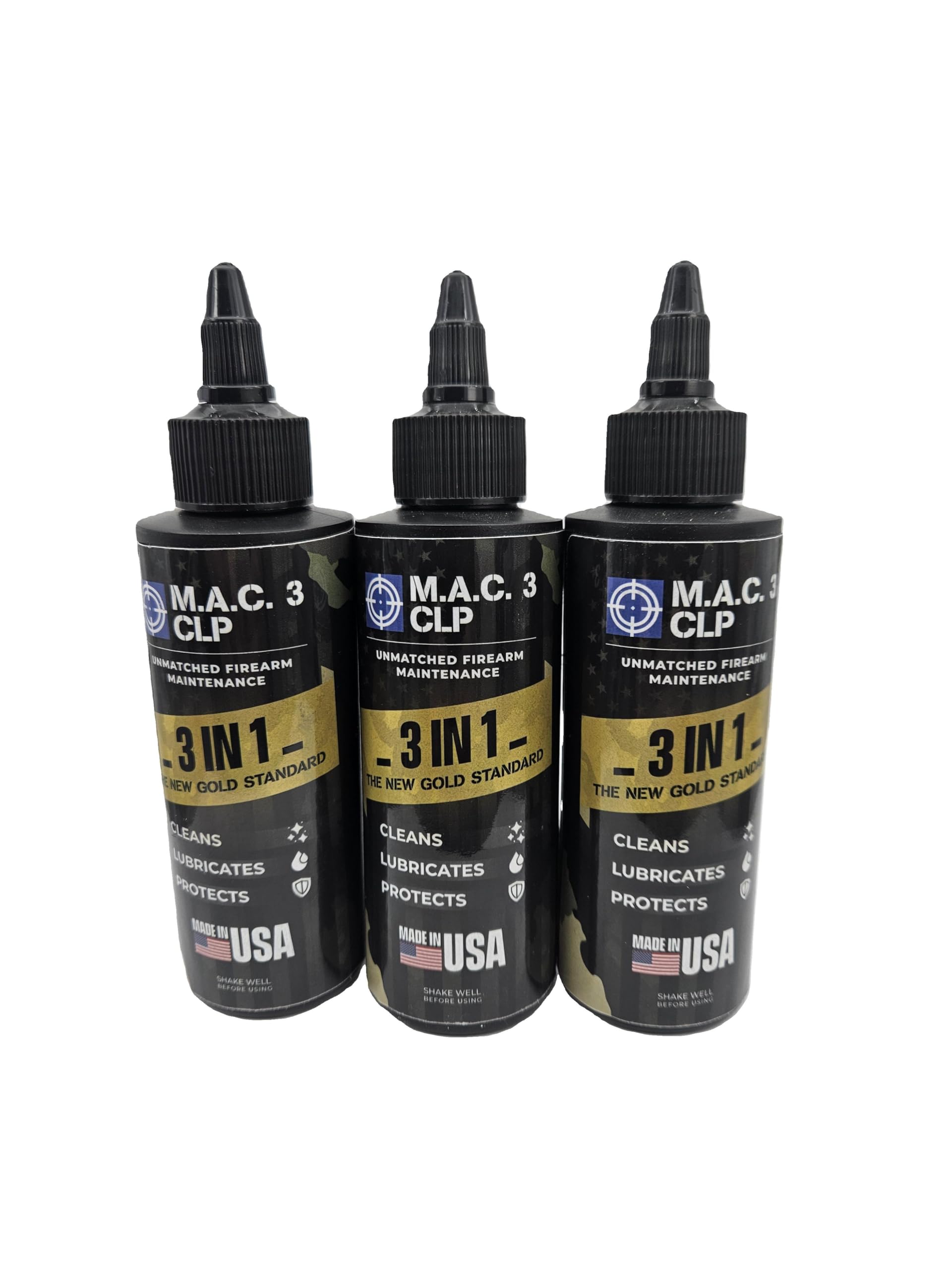 MAC3 Firearm CLP – All-in-One Gun Cleaner, Lubricant & Rust Protectant – Military-Tested Synthetic Oil for Tactical & Hunting Weapons – 4 oz (3) Total of 12OZ