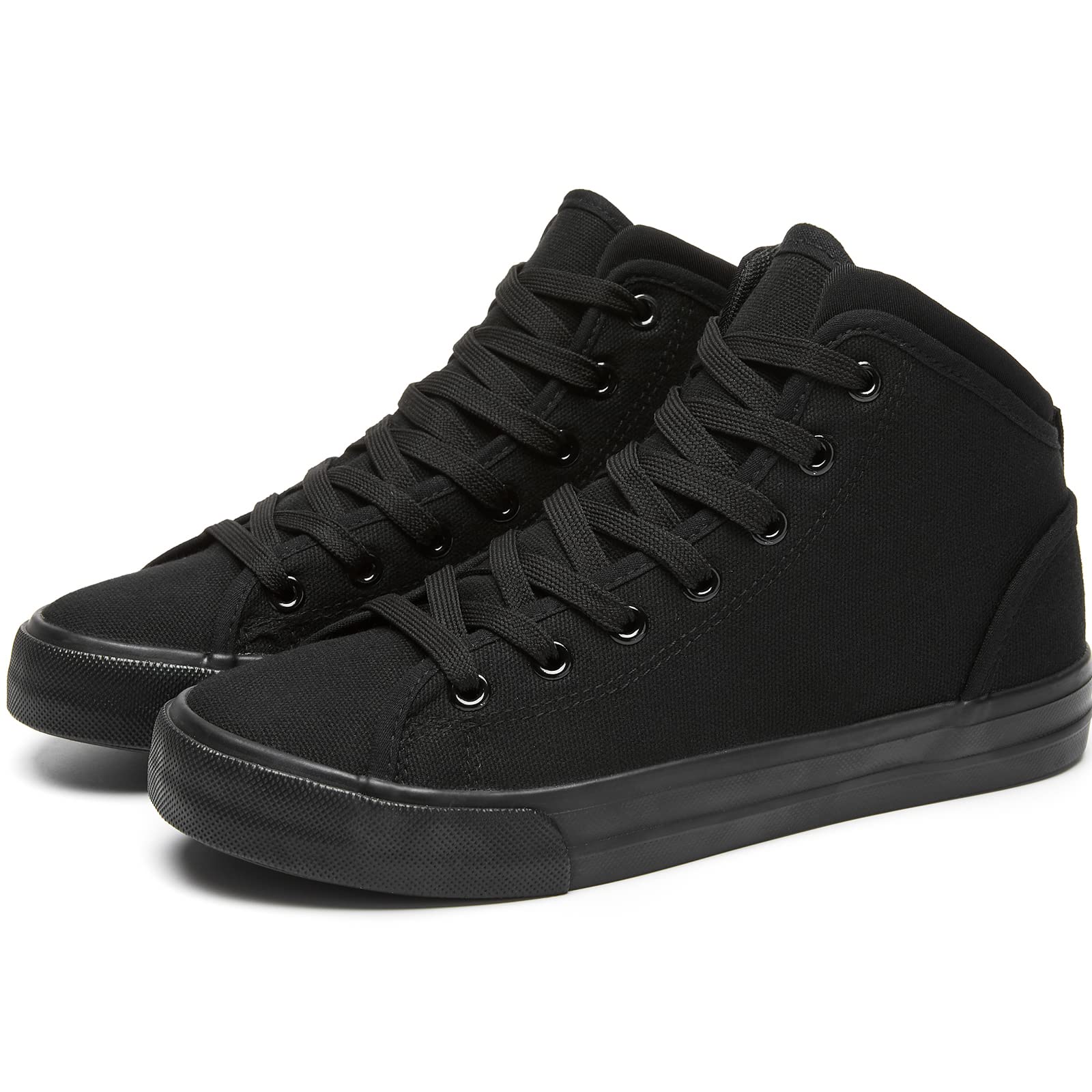 Photo 1 of yageyan Womens Canvas high top White Sneakers for Casual Black Fashion Shoes 5 Women/3 Men All Black