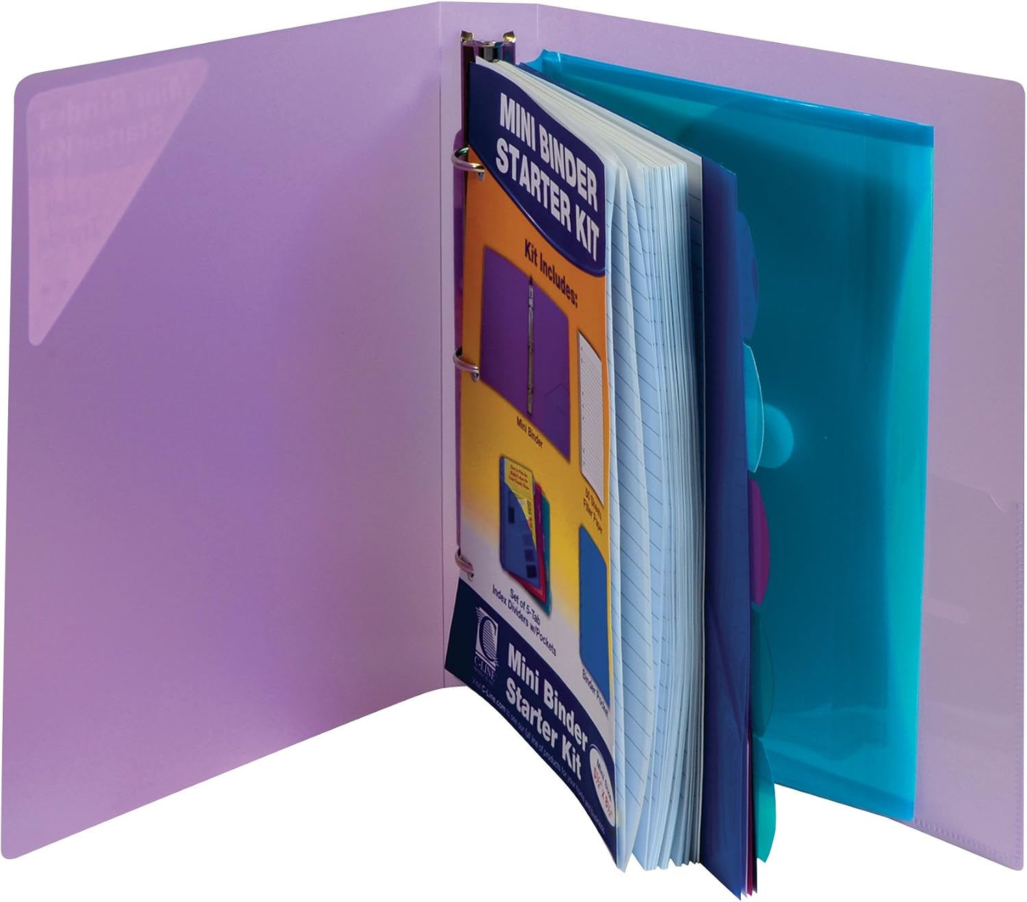 C-Line Mini Binder Starter Kit, Includes Binder, Index Dividers, Filler Paper and Binder Pockets, Colors May Vary, 1 Each (30100)