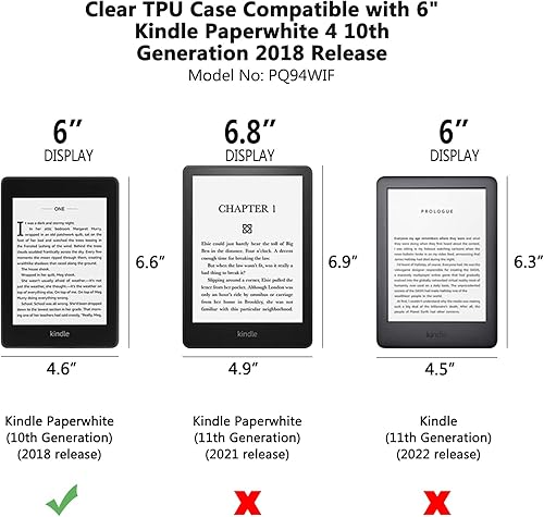 Miniatura 9 de Funda transparente para Kindle Paperwhite de 6.8 pulgadas, funda delgada y transparente para Kindle Paperwhite 11 generación 2021 y Kindle