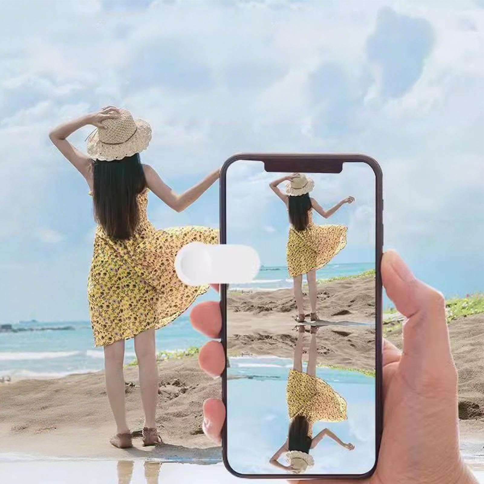 Klips do aparatu z lustrem lustrzanym – Selfie Smartphone reflektor – wysoce odblaskowy zacisk do robienia zdjęć selfie w podróży, fotografowania, nagrywania wideo