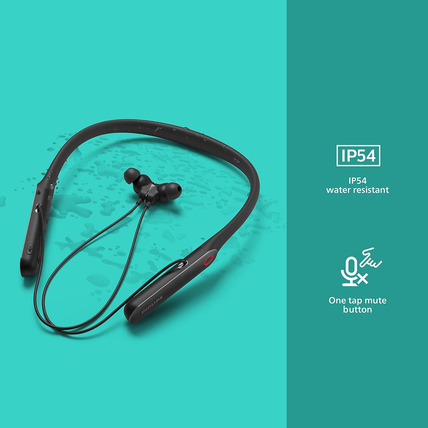 philips n7506 neckband pc headphones with noise canceling mics for clear conference calls bluetooth multipoint black tan7506bk00