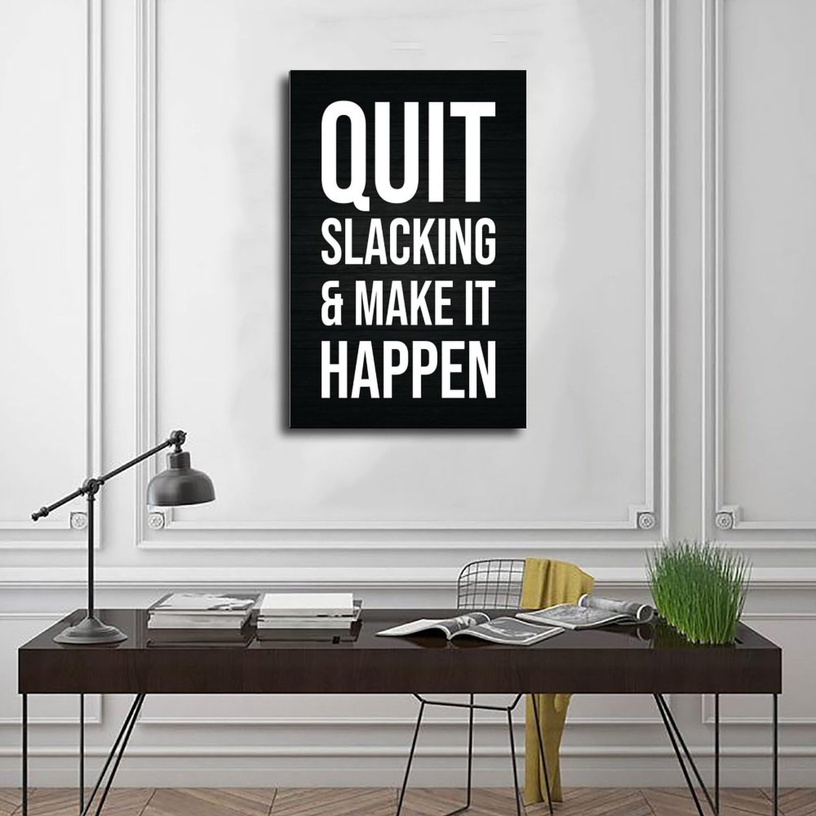 Póster motivacional para pared con texto en inglés "Quit Slacking" (30 x 45 cm)