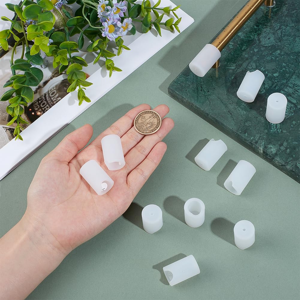 OLYCRAFT 12Pcs White Silicone Anti-Collision Corner Drawer Bumpers Cabinet Handle Protection Covers Corner Protector Round Silicone Cabinet Handle Guards for Shoe Vanity Drawer Kitchen-17.5mm - Image 3