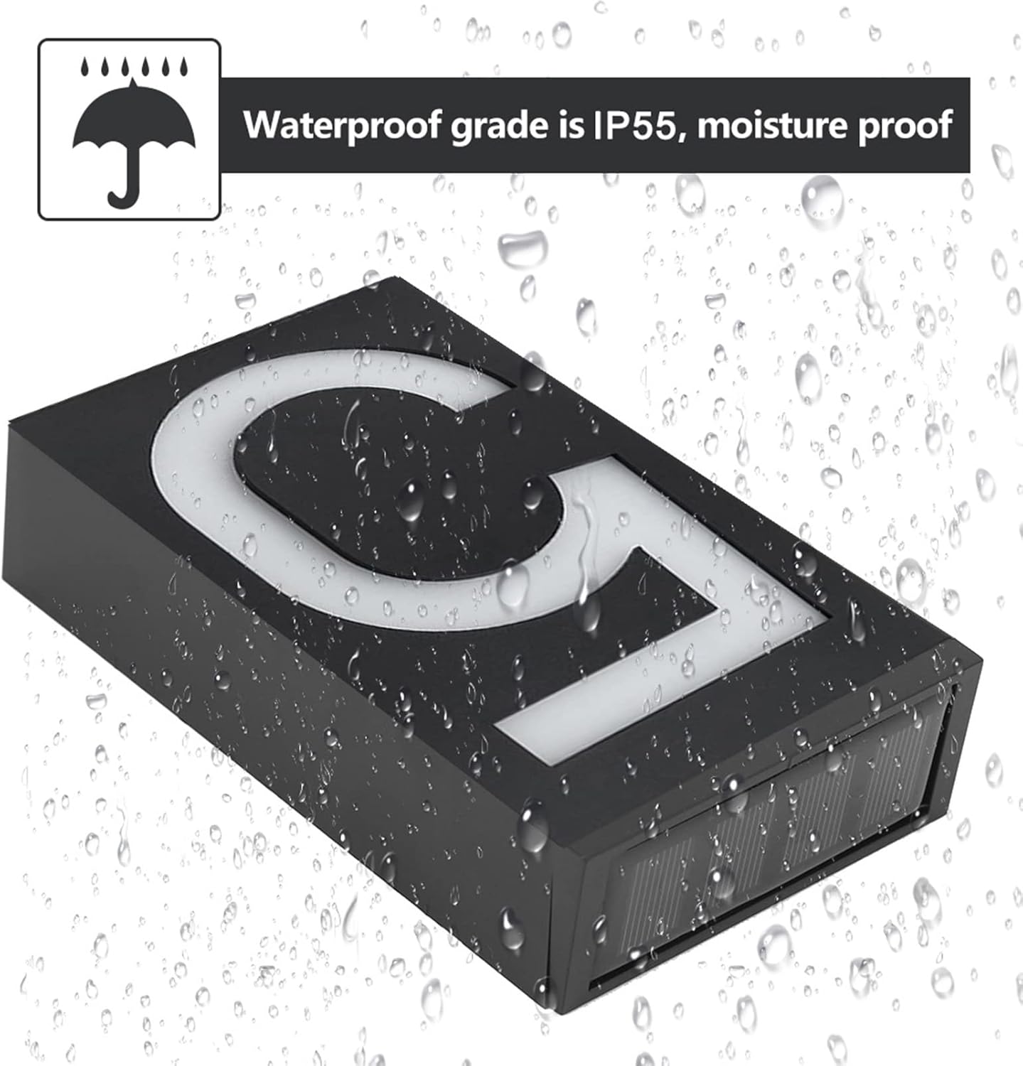 2pcs Outdoor Solar Power LED Number 5 Sign Light House Hotel Store Door Address Lights Plate Font Design IP55 Solar Charging Lighted House Number