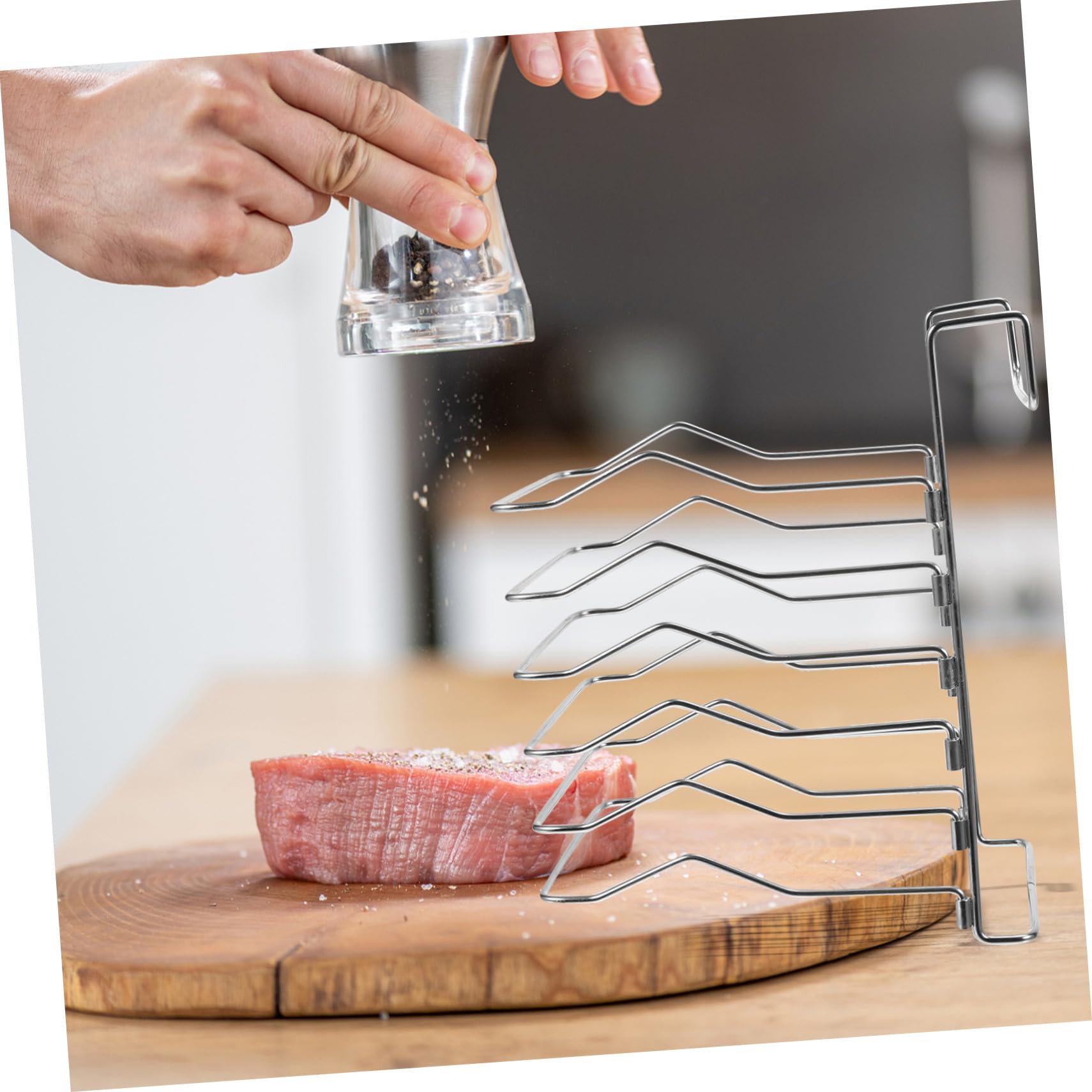Porta Bistecca e Design Smontabile in Acciaio Inossidabile Set 5 Pezzi Supporto per Carne Sotto Vuoto Facile da Installare Superficie Liscia