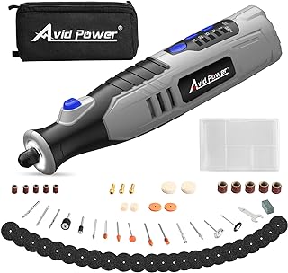 AVID POWER 8V Cordless Rotary Tool (Grey) with 2.0Ah Battery and LED Illumination