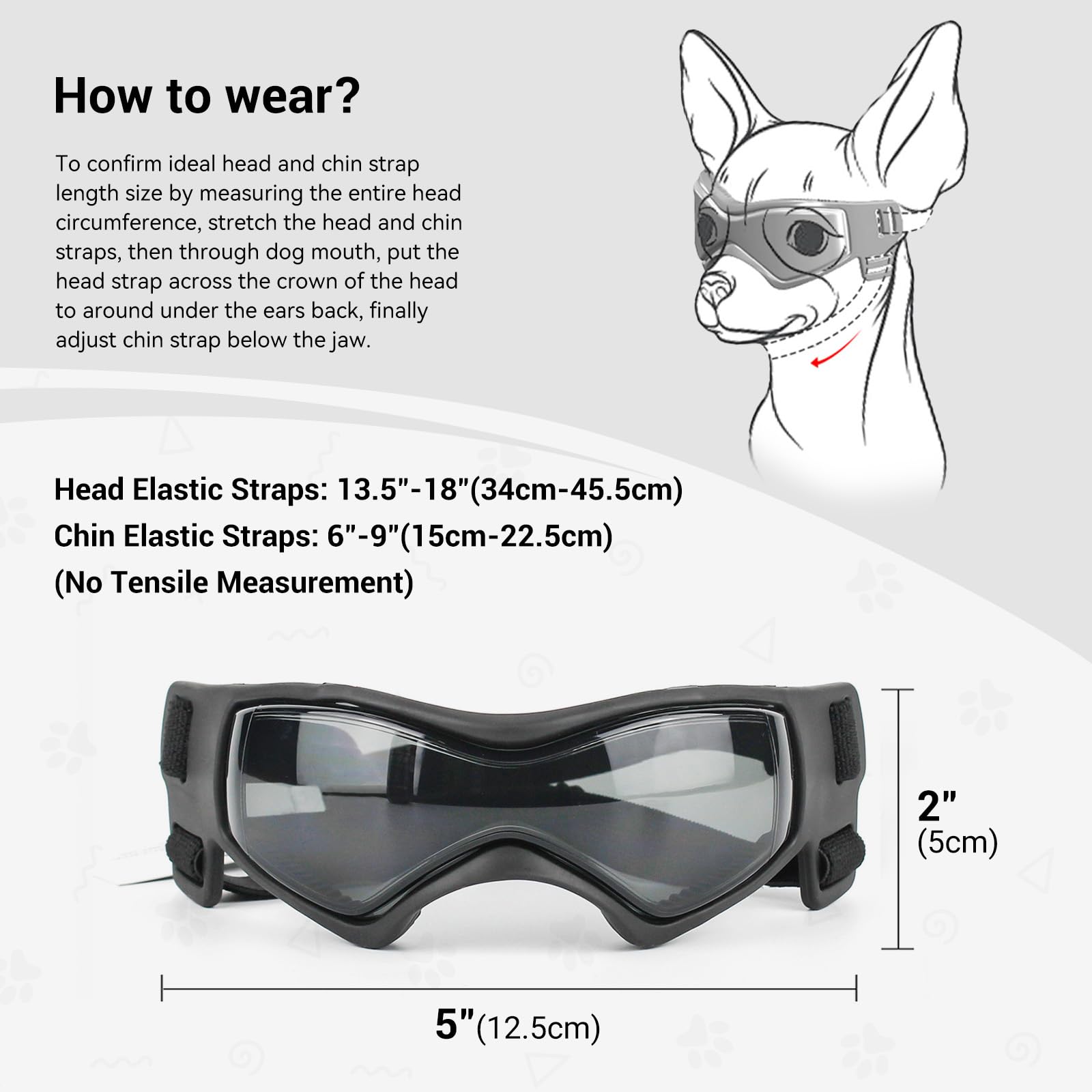 Enjoying Gogle dla psów, małe i średnie, ochrona przed promieniowaniem UV, okulary przeciwsłoneczne dla psów, wiatroszczelne, przeciwmgielne, dla zwierząt domowych, do noszenia na psie, miękka ramka,