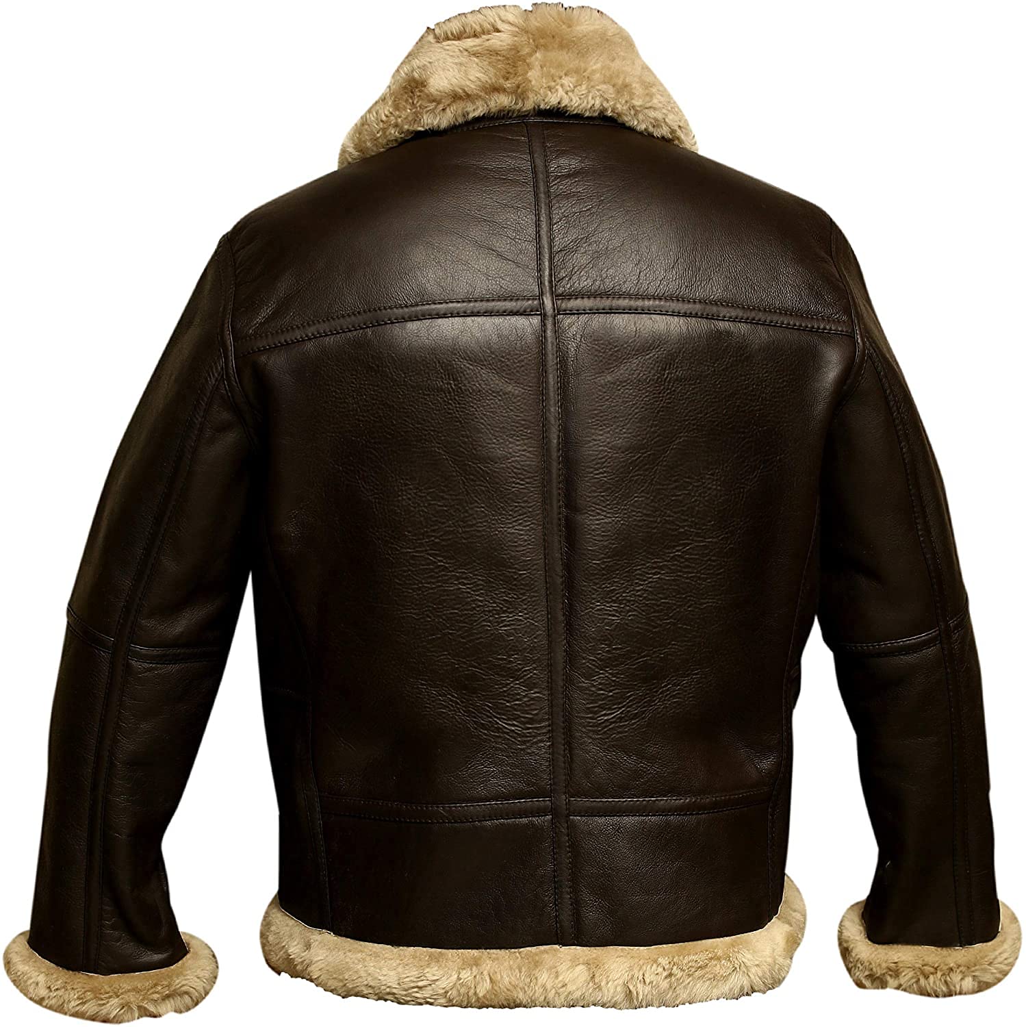 Giacca da uomo in vera pelle di montone Raf Aviator B3 Bomber volo invernale WW2 - marrone